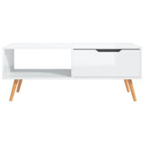 Coffee Table High Gloss White 100x49.5x43 cm Engineered Wood - Side View