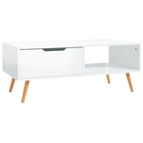 Coffee Table High Gloss White 100x49.5x43 cm Engineered Wood - Top-Down View