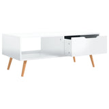 Coffee Table High Gloss White 100x49.5x43 cm Engineered Wood - 45-Degree Angle