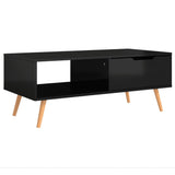 Coffee Table High Gloss Black 100x49.5x43 cm Engineered Wood - Front View
