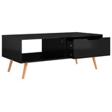 Coffee Table High Gloss Black 100x49.5x43 cm Engineered Wood - 45-Degree Angle