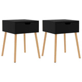 Bedside Cabinets 2 pcs Black 40x40x56 cm Engineered Wood - Front View