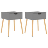 Bedside Cabinets 2 pcs Grey 40x40x56 cm Engineered Wood - Front View