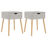 Bedside Cabinets 2 pcs Concrete Grey 40x40x56 cm Engineered Wood - Front View