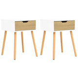 Bedside Cabinets 2 pcs White & Sonoma Oak 40x40x56 cm Engineered Wood - Front View