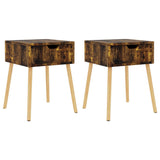 Bedside Cabinets 2 pcs Smoked Oak 40x40x56 cm Engineered Wood - Front View