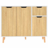 Sideboard White and Sonoma Oak 90x30x72 cm Engineered Wood - Side View
