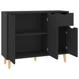 Sideboard High Gloss Black 90x30x72 cm Engineered Wood - Rear View