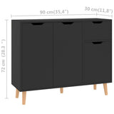 Sideboard High Gloss Black 90x30x72 cm Engineered Wood - Low Angle