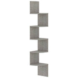 Wall Corner Shelf Concrete Grey 19x19x123 cm Engineered Wood - Front View