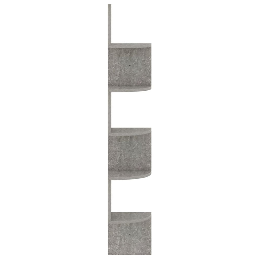 Wall Corner Shelf Concrete Grey 19x19x123 cm Engineered Wood