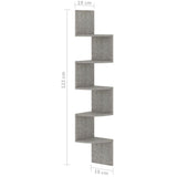 Wall Corner Shelf Concrete Grey 19x19x123 cm Engineered Wood - Close-Up Angle