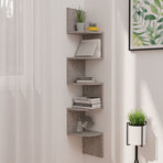 Wall Corner Shelf Concrete Grey 19x19x123 cm Engineered Wood