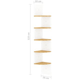 Wall Corner Shelf White and Sonoma Oak 19x19x123 cm Engineered Wood - Close-Up Angle