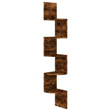 Wall Corner Shelf Smoked Oak 19x19x123 cm Engineered Wood - Front View