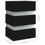LED Bedside Cabinet Black 45x35x67 cm Engineered Wood - Extra Image
