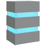 LED Bedside Cabinet Grey 45x35x67 cm Engineered Wood - Front View