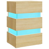 LED Bedside Cabinet Sonoma Oak 45x35x67 cm Engineered Wood - Front View