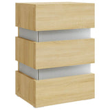 LED Bedside Cabinet Sonoma Oak 45x35x67 cm Engineered Wood - 45-Degree Angle