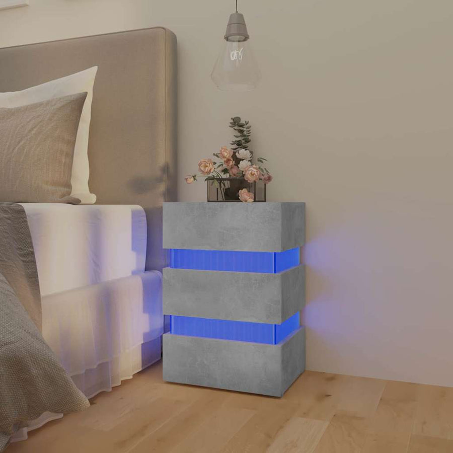 LED Bedside Cabinet Concrete Grey 45x35x67 cm Engineered Wood