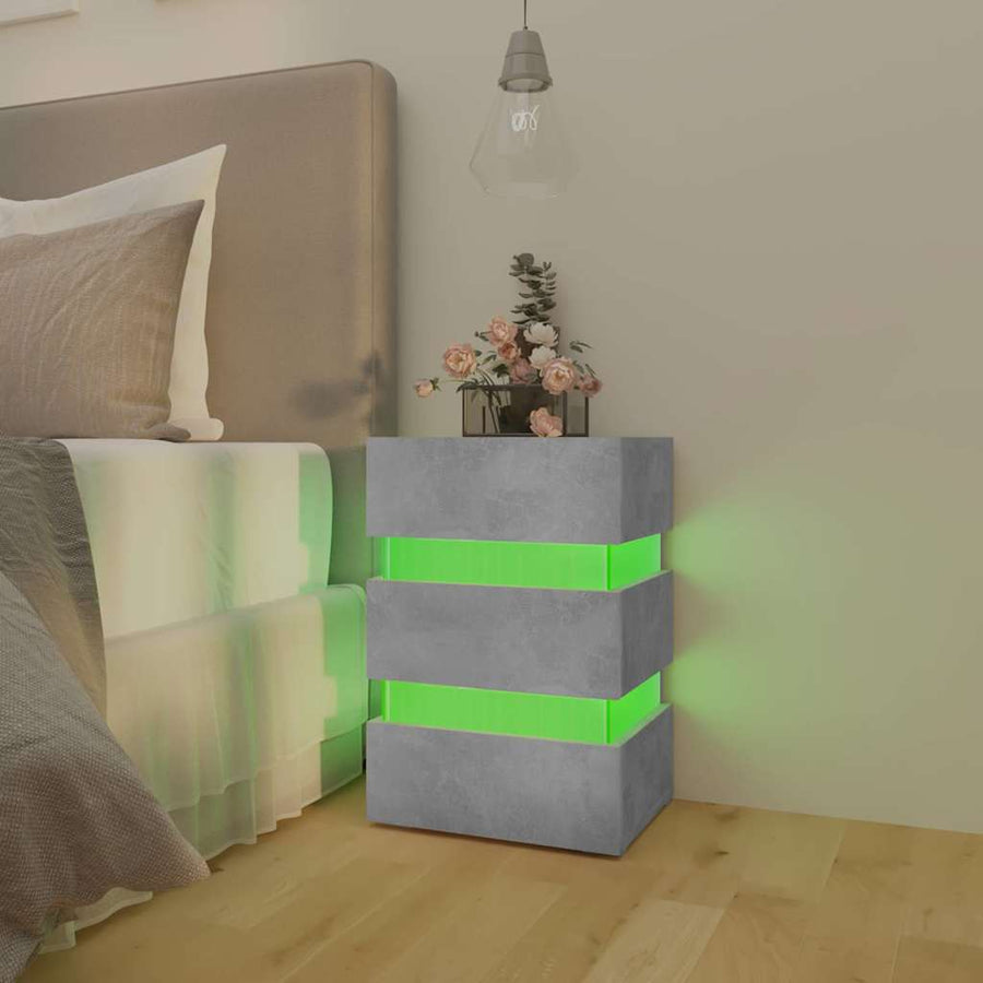 LED Bedside Cabinet Concrete Grey 45x35x67 cm Engineered Wood