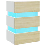 LED Bedside Cabinet White and Sonoma Oak 45x35x67 cm