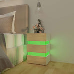 LED Bedside Cabinet White and Sonoma Oak 45x35x67 cm