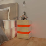 LED Bedside Cabinet White and Sonoma Oak 45x35x67 cm