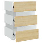 LED Bedside Cabinet White and Sonoma Oak 45x35x67 cm