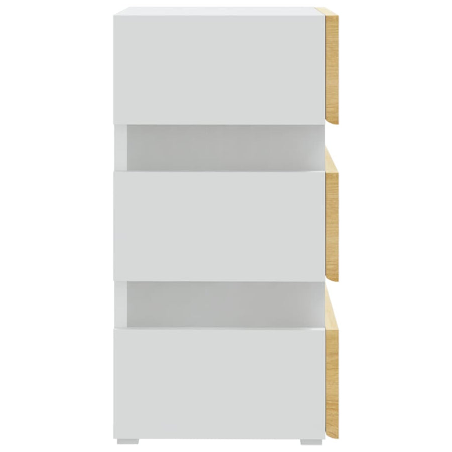 LED Bedside Cabinet White and Sonoma Oak 45x35x67 cm