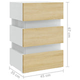 LED Bedside Cabinet White and Sonoma Oak 45x35x67 cm Engineered Wood - Extra Image