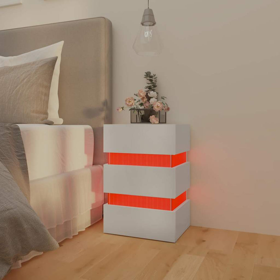 LED Bedside Cabinet High Gloss White 45x35x67 cm Engineered Wood
