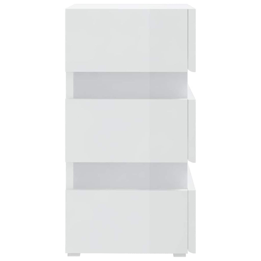 LED Bedside Cabinet High Gloss White 45x35x67 cm Engineered Wood