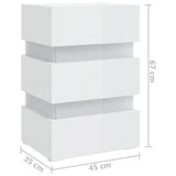 LED Bedside Cabinet High Gloss White 45x35x67 cm Engineered Wood - Extra Image