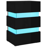 LED Bedside Cabinet High Gloss Black 45x35x67 cm Engineered Wood - Front View