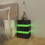 LED Bedside Cabinet High Gloss Black 45x35x67cm Engineered Wood