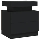 Bedside Cabinet Black 45x35x52 cm Engineered Wood - Front View