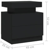 Bedside Cabinet Black 45x35x52 cm Engineered Wood - Close-Up Angle