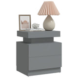 Bedside Cabinet Grey 45x35x52 cm Engineered Wood - Side View