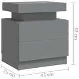 Bedside Cabinet Grey 45x35x52 cm Engineered Wood
