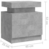 Bedside Cabinet Concrete Grey 45x35x52 cm Engineered Wood - Close-Up Angle