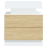 Bedside Cabinet White and Sonoma Oak 45x35x52 cm Engineered Wood