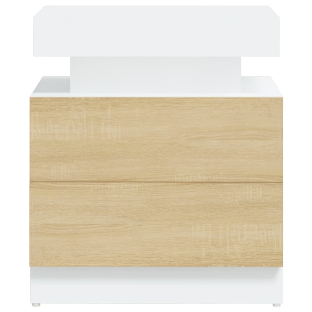 Bedside Cabinet White and Sonoma Oak 45x35x52 cm Engineered Wood