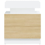 Bedside Cabinet White and Sonoma Oak 45x35x52 cm Engineered Wood - Top-Down View