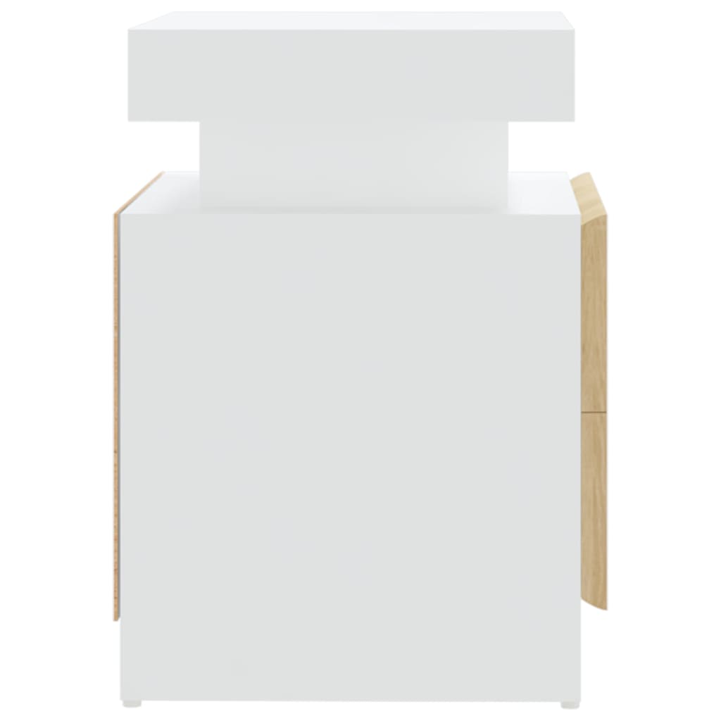 Bedside Cabinet White and Sonoma Oak 45x35x52 cm Engineered Wood
