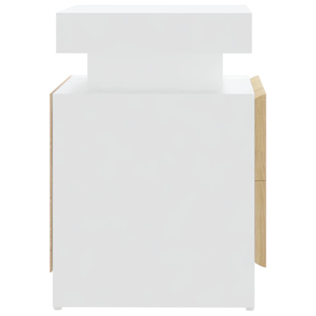 Bedside Cabinet White and Sonoma Oak 45x35x52 cm Engineered Wood