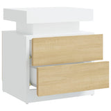 Bedside Cabinet White and Sonoma Oak 45x35x52 cm Engineered Wood - Rear View