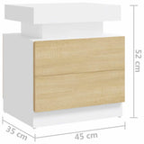 Bedside Cabinet White and Sonoma Oak 45x35x52 cm Engineered Wood