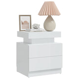 Bedside Cabinet High Gloss White 45x35x52 cm Engineered Wood - Side View