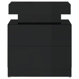 Bedside Cabinet High Gloss Black 45x35x52 cm Engineered Wood